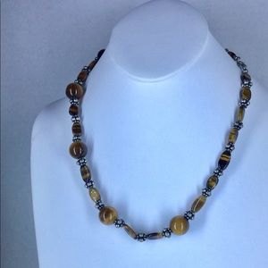 Tigers Eye Necklace in Stainless Steel 20 inch